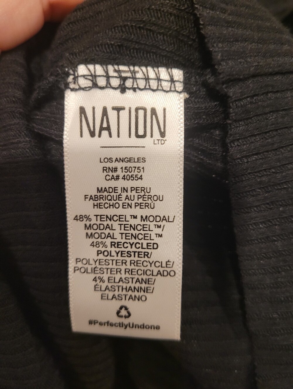 Nation LTD Raya Black Ribbed Peplum Mock Neck Top Size Large - Picture 6 of 10